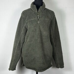 Men's Hiking Alpine Sherpa Olive Green 1/4 zip Outdoor‎ Sweater Size S